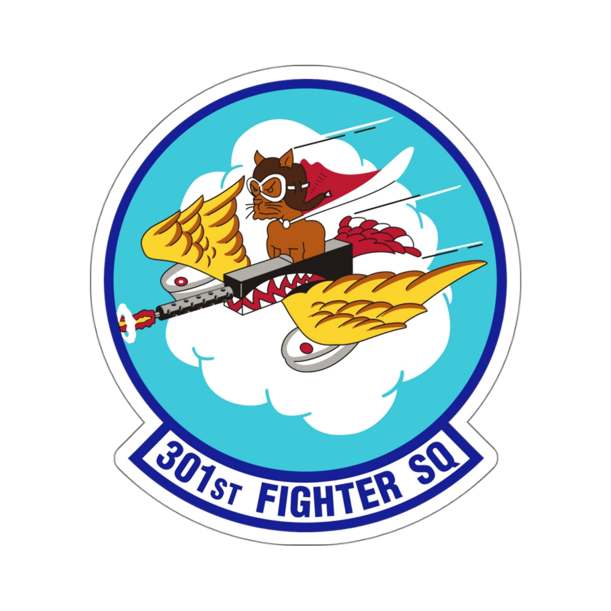 301st Fighter Squadron AETC Emblem (U.S. Air Force) STICKER Vinyl Kiss-Cut Decal-4" × 4"-White-The Sticker Space