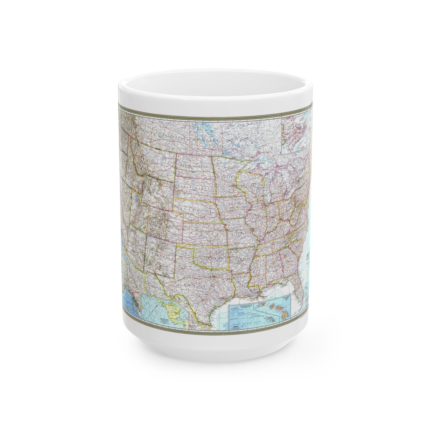 USA - The United States (1968) (Map) White Coffee Mug-15oz-The Sticker Space