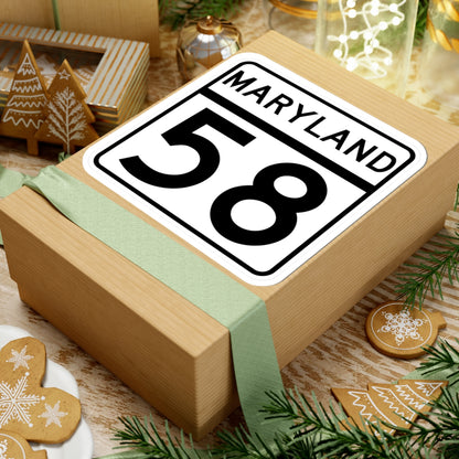 MD Route 58 (Maryland) (Road Sign) STICKER Vinyl Kiss-Cut Decal