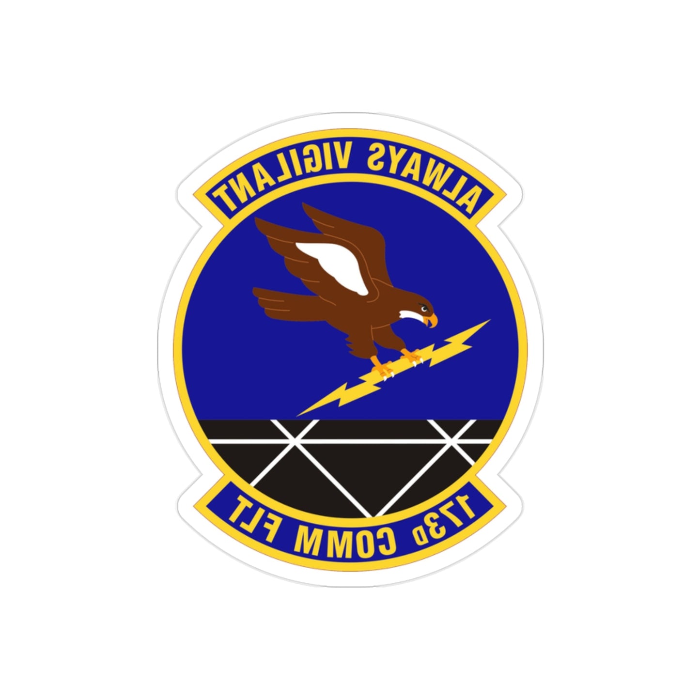 173d Communications Flight (U.S. Air Force) REVERSE PRINT Transparent STICKER-2" × 2"-The Sticker Space