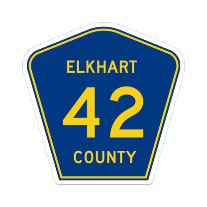 Elkhart County Road 42 IN (Indiana) (Road Sign) STICKER Vinyl Kiss-Cut Decal