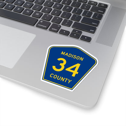 Madison County 34 (Ohio) (Road Sign) STICKER Vinyl Kiss-Cut Decal