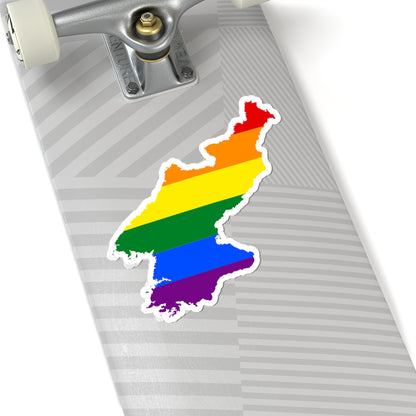 LGBT flag map of North Korea (Korea) STICKER Vinyl Kiss-Cut Decal
