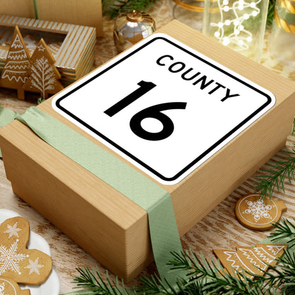 County 16 square (Minnesota) (Road Sign) STICKER Vinyl Kiss-Cut Decal