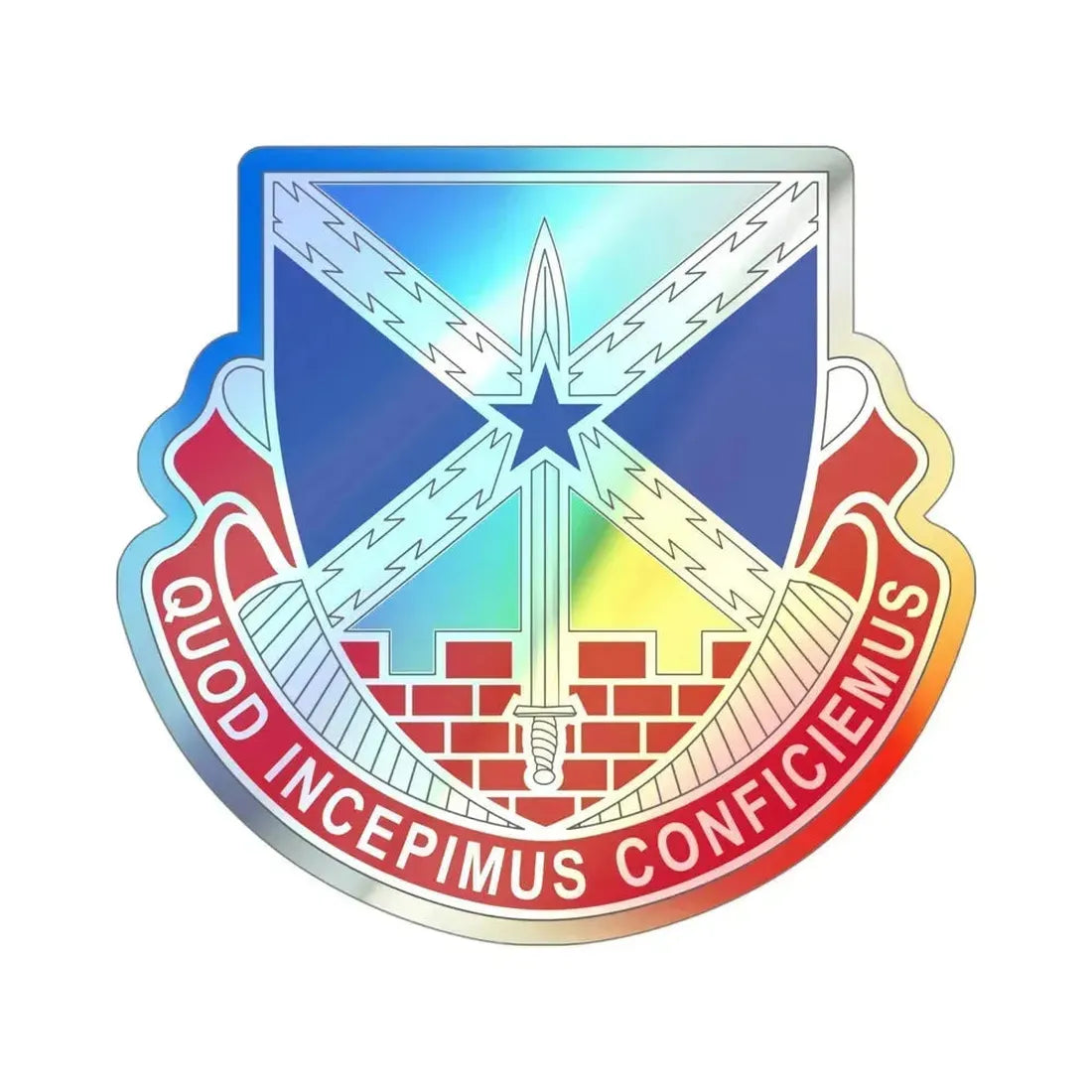 176 Engineer Brigade v2 (U.S. Army) Holographic STICKER Die-Cut Vinyl Decal 4 Inch Holographic - The Sticker Space