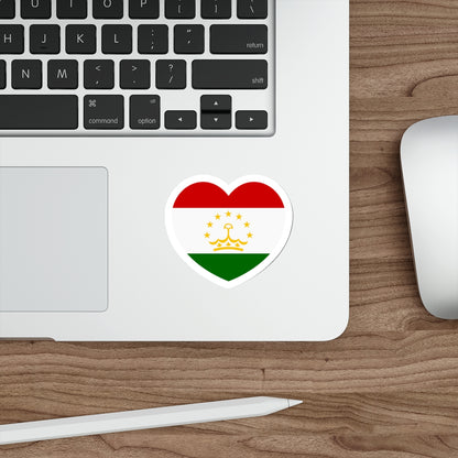 Heart Flag of Tajikistan - STICKER Vinyl Die-Cut Decal