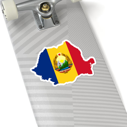 Flag-map of Romania 1965-1989 (Oman) STICKER Vinyl Kiss-Cut Decal