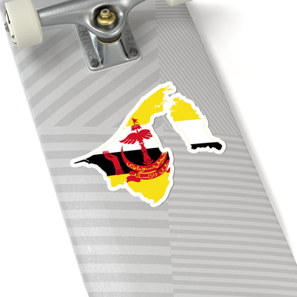 Flag-map of Brunei2 (Brunei) STICKER Vinyl Kiss-Cut Decal