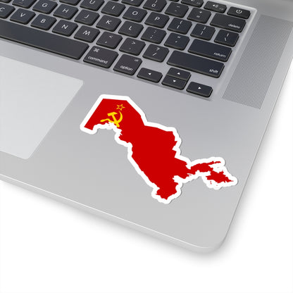 Uzbekistan Map with Soviet Flag (Uzbekistan) STICKER Vinyl Kiss-Cut Decal
