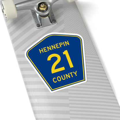 Hennepin County 21 (Minnesota) (Road Sign) STICKER Vinyl Kiss-Cut Decal