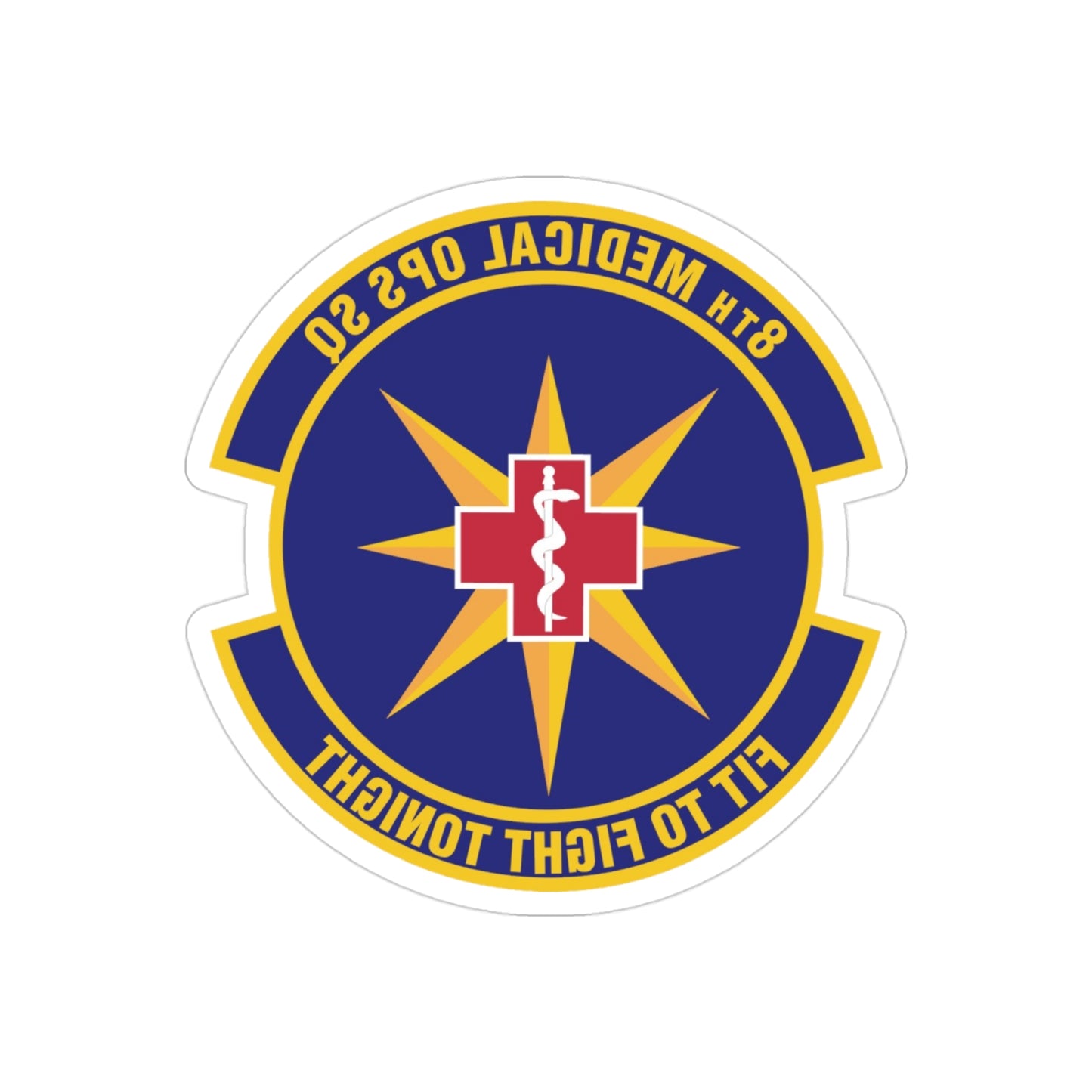 8th Medical Operations Squadron (U.S. Air Force) REVERSE PRINT Transparent STICKER-3" × 3"-The Sticker Space