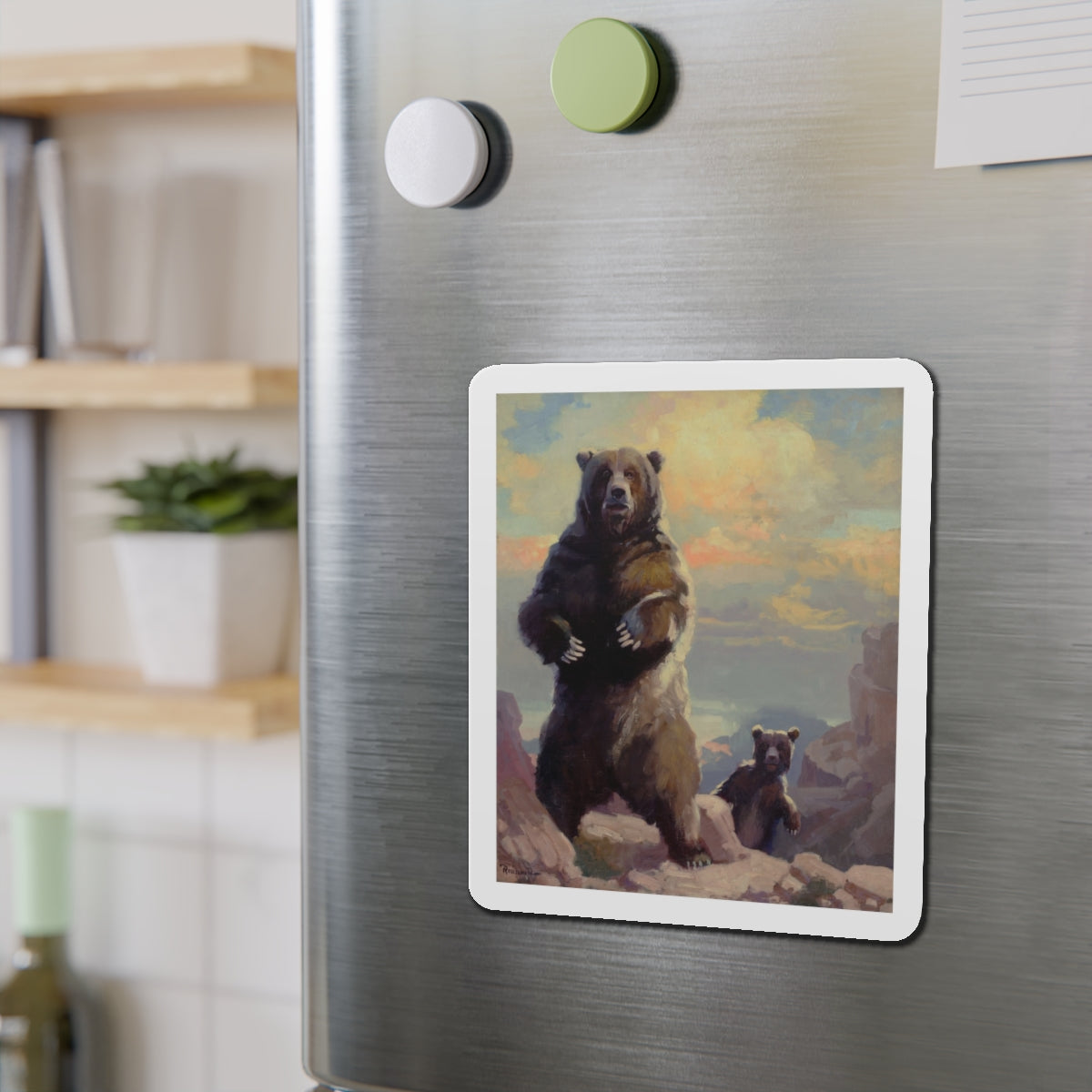 Bears (Magazine Illustration) Refrigerator Magnet-The Sticker Space