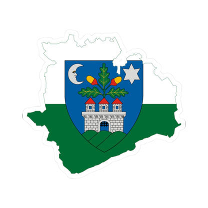 Flag-map of Veszprem County (Hungary) STICKER Vinyl Kiss-Cut Decal