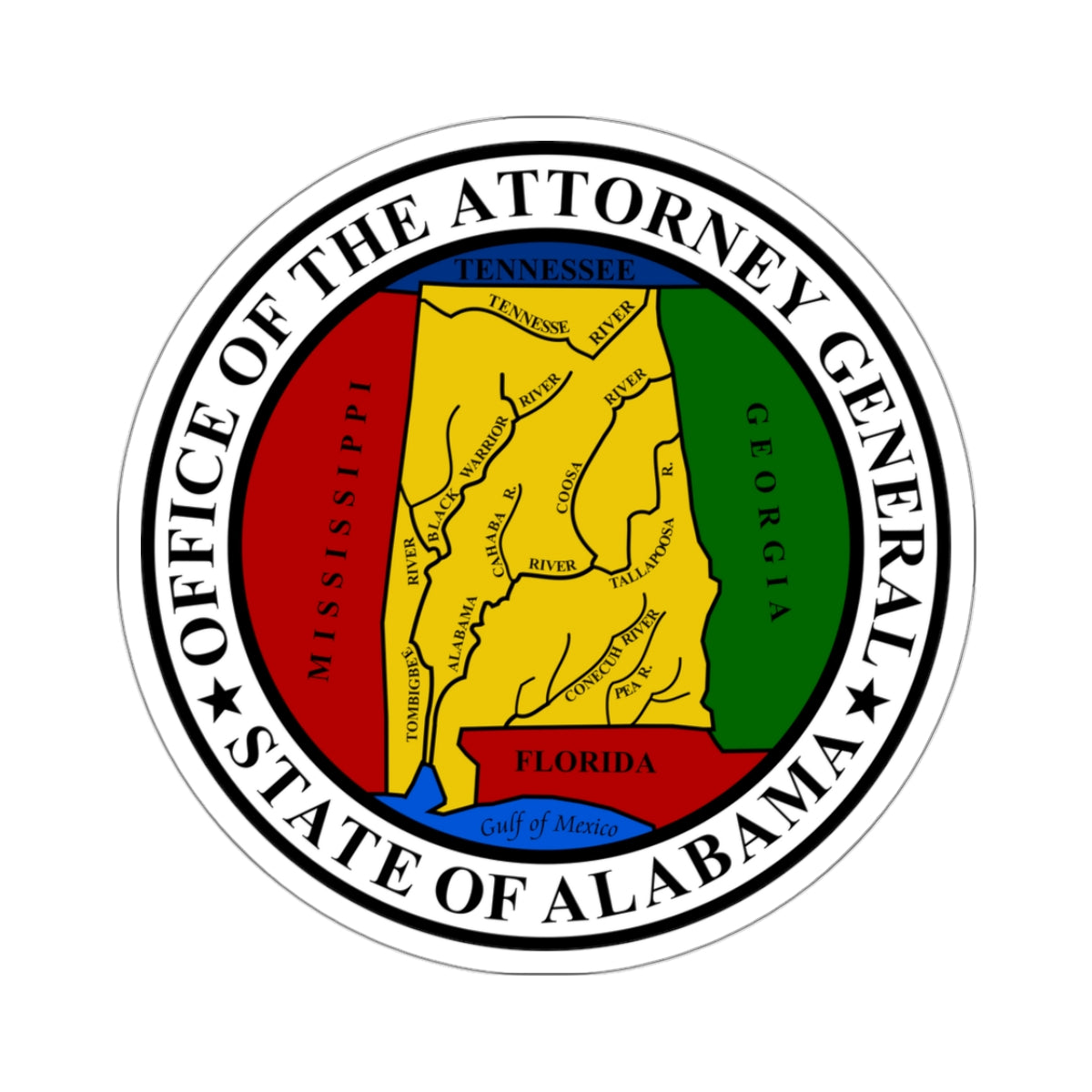 Attorney General of Alabama - STICKER Vinyl Kiss-Cut Decal-3 Inch-White-The Sticker Space