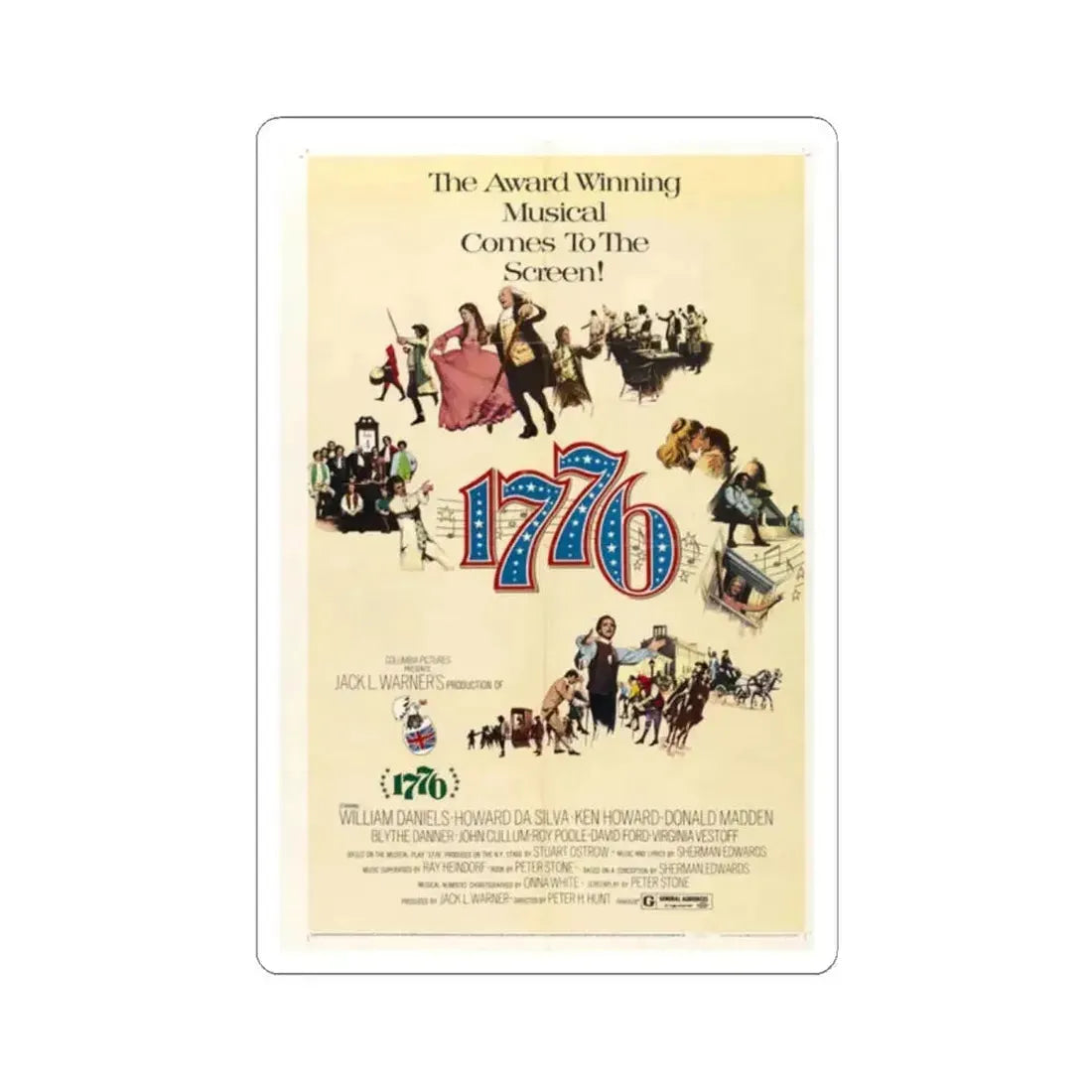 1776 1972 Movie Poster - STICKER Vinyl Kiss-Cut Decal 2 Inch White - The Sticker Space