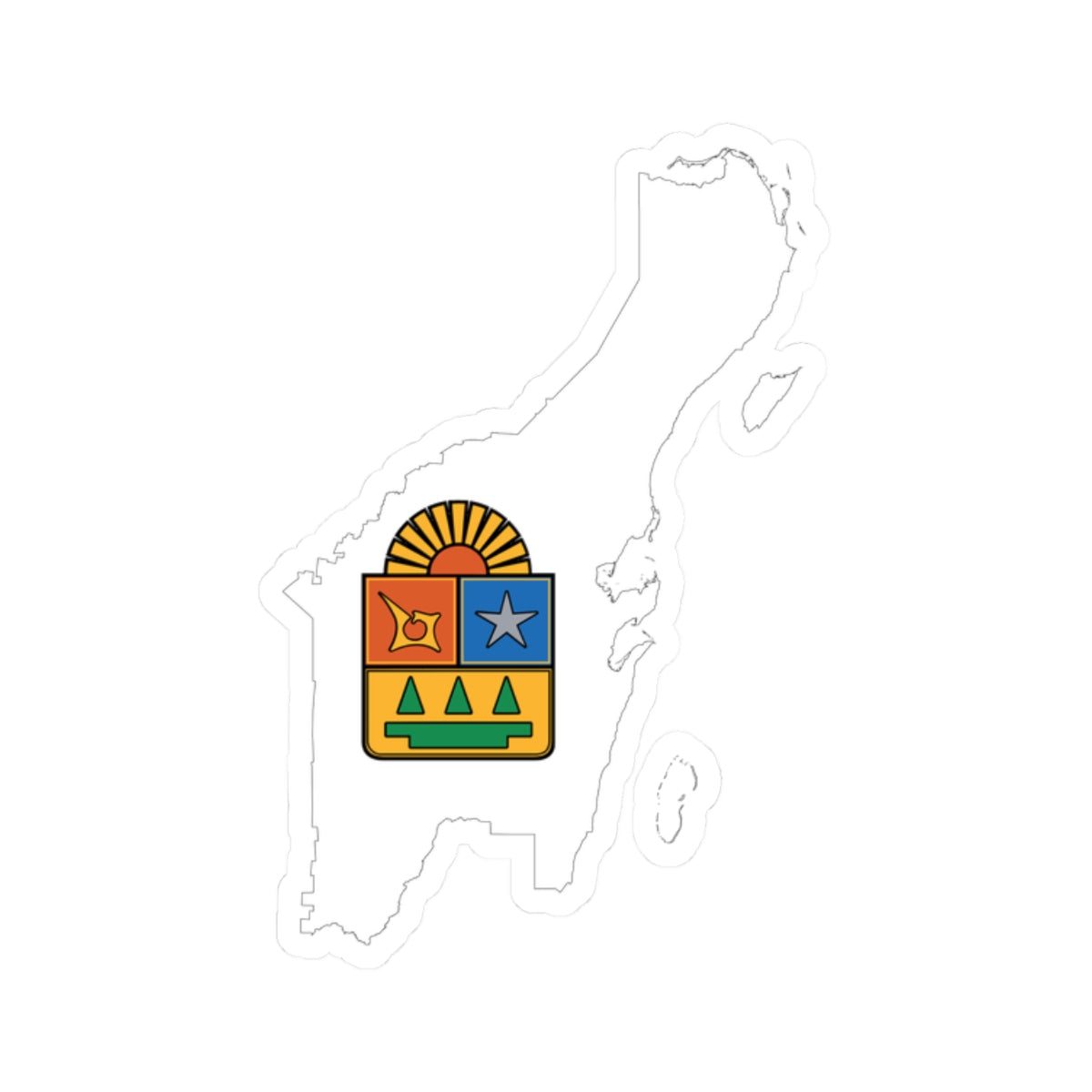 Flag-map of Quintana Roo Mexico (Mexico) STICKER Vinyl Kiss-Cut Decal