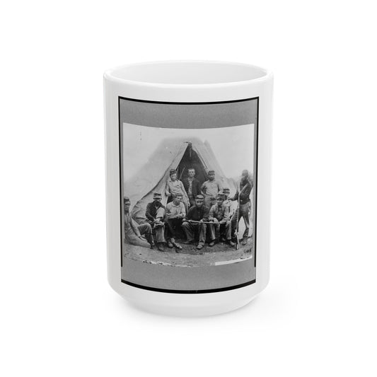 Group Of Soldiers Of Co. G., 71st New York Volunteers, Posed In Front Of Tent (U.S. Civil War) White Coffee Mug