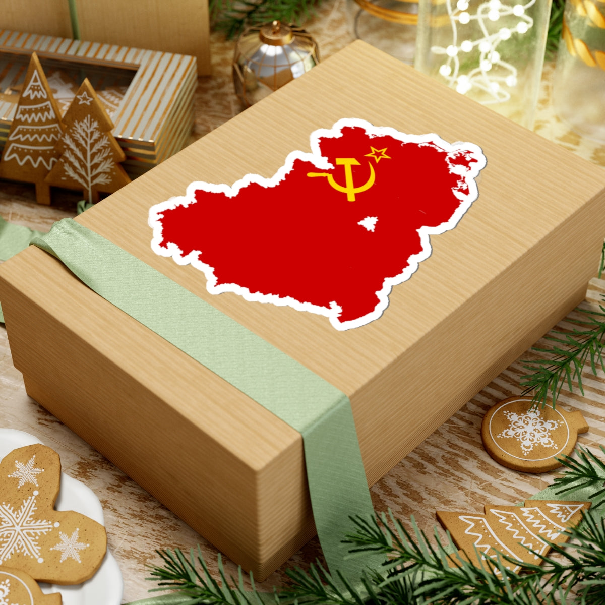 Flag map of USSR-East Germany (Germany) STICKER Vinyl Kiss-Cut Decal