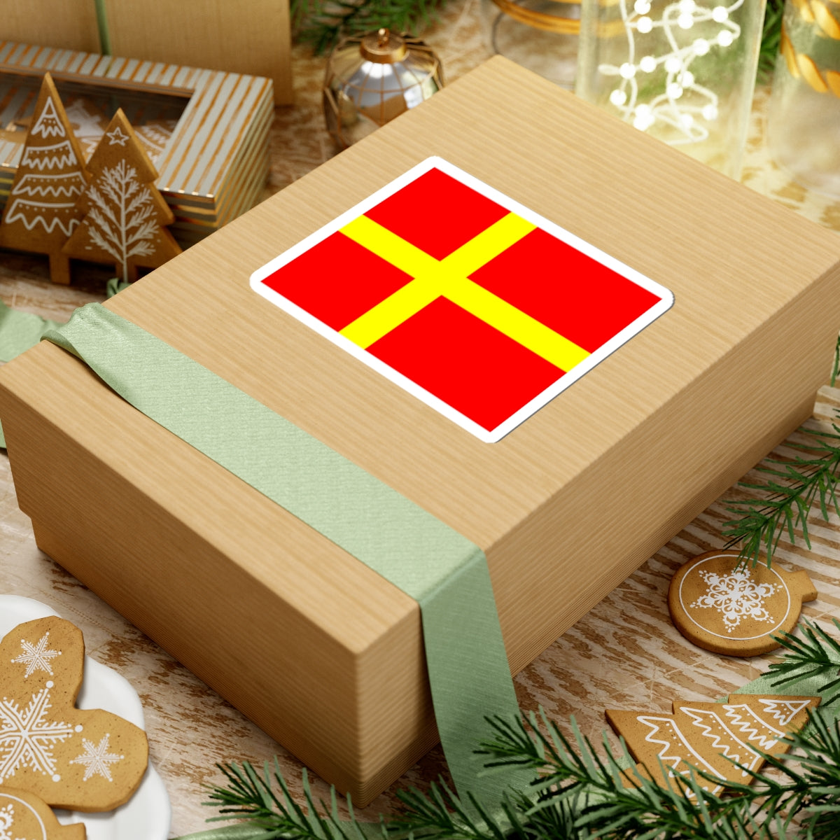 Flag of Skane (Sweden) STICKER Vinyl Kiss-Cut Decal