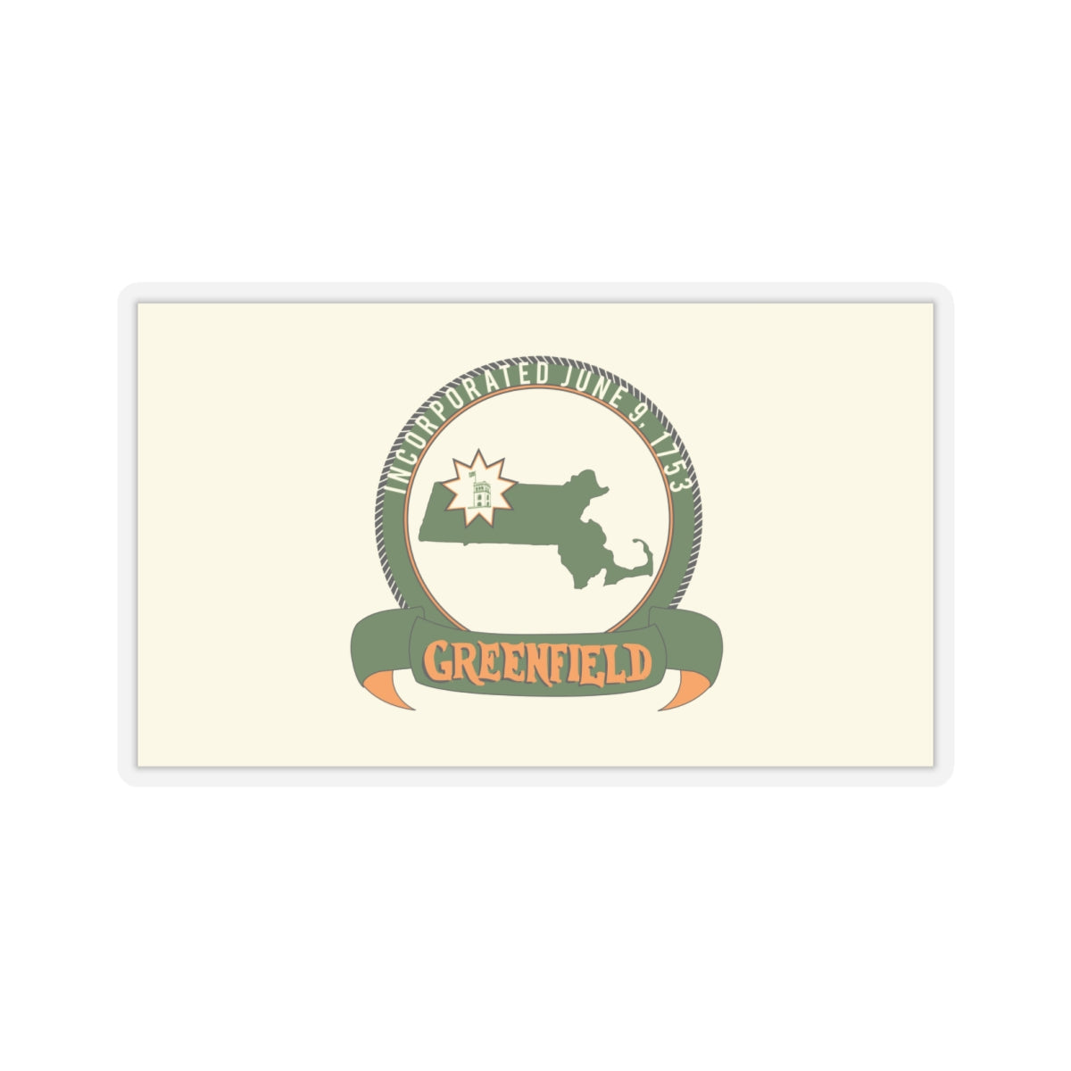 Flag of Greenfield, Massachusetts - STICKER Vinyl Kiss-Cut Decal