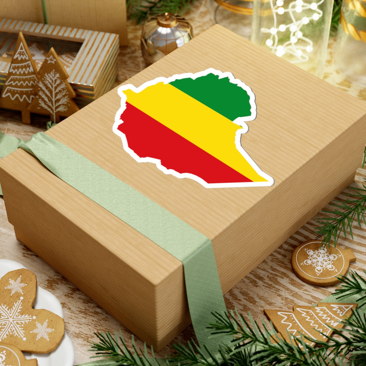 Flag map of Ethiopia 1993-1996 (Ethiopia) STICKER Vinyl Kiss-Cut Decal