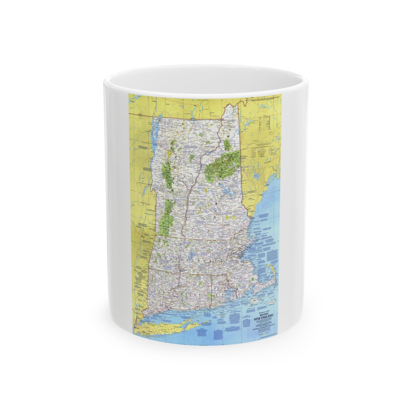 USA - Western New England 1 (1975) (Map) White Coffee Mug-11oz-The Sticker Space