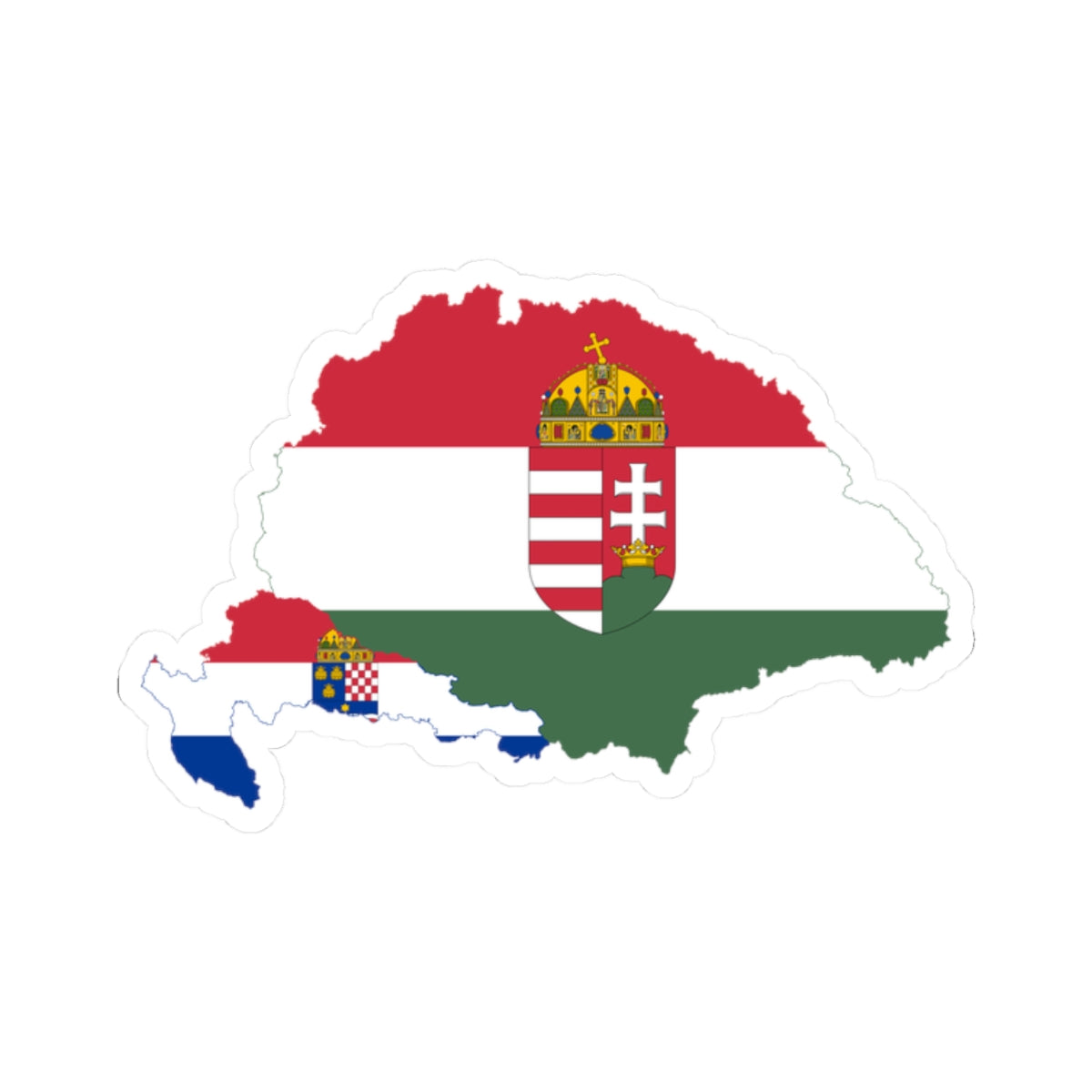 Flag-map of Transleithania 1896-1915 variant (Hungary) STICKER Vinyl Kiss-Cut Decal