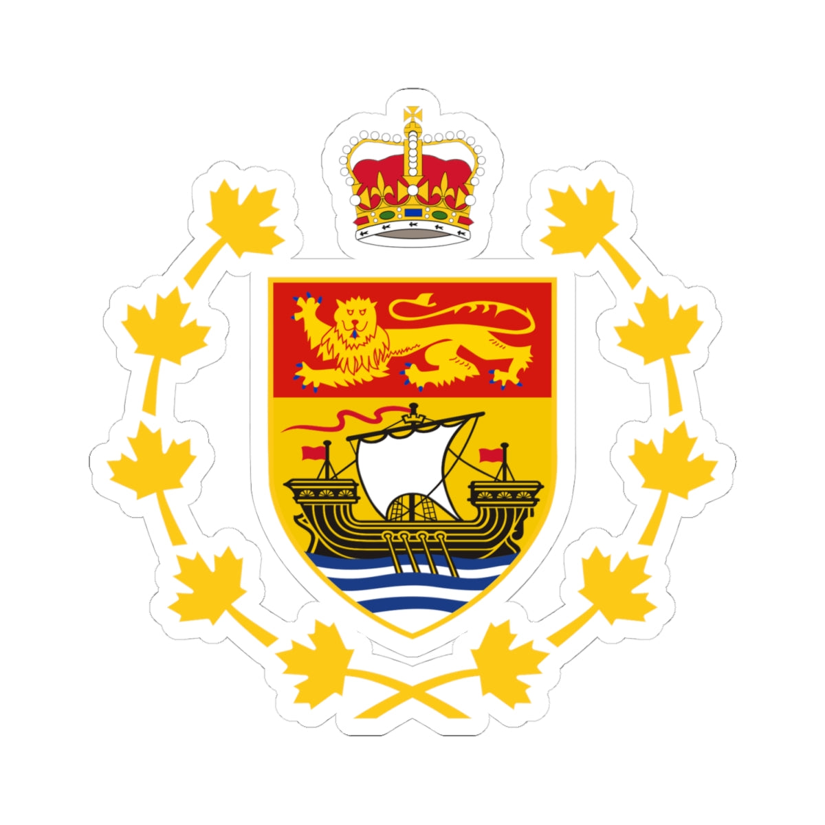 Badge of the Lieutenant-Governor of New Brunswick (Canada) (Coat of Arms) STICKER Vinyl Kiss-Cut Decal