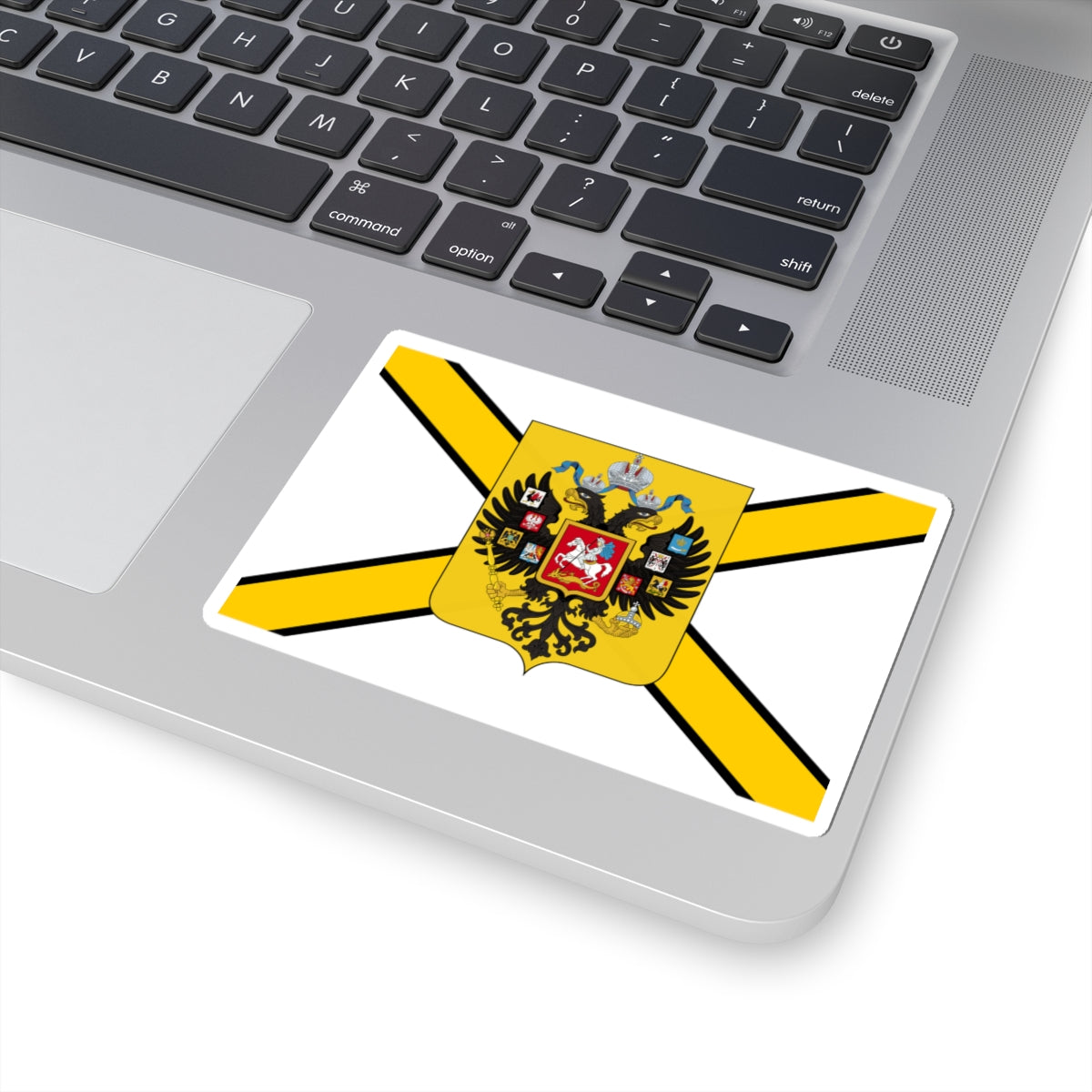 Honorary Naval Ensign of Russia black-yellow-white with coat of arms (Russia) STICKER Vinyl Kiss-Cut Decal