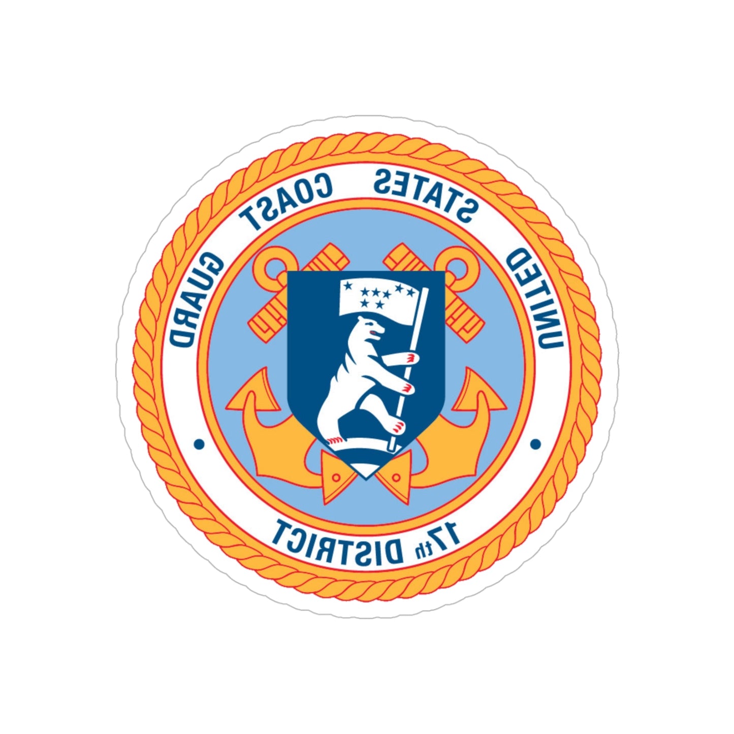 17th CG District (U.S. Coast Guard) REVERSE PRINT Transparent STICKER-5" × 5"-The Sticker Space