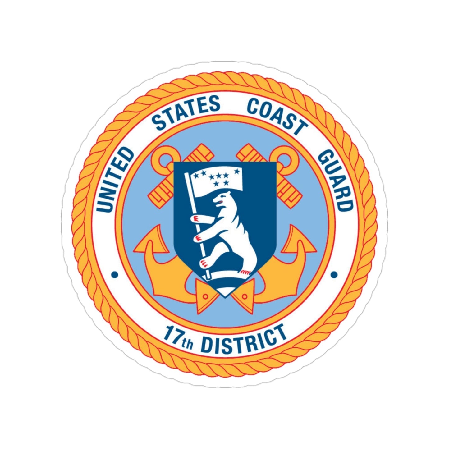 17th CG District (U.S. Coast Guard) Transparent STICKER Die-Cut Vinyl Decal-3 Inch-The Sticker Space