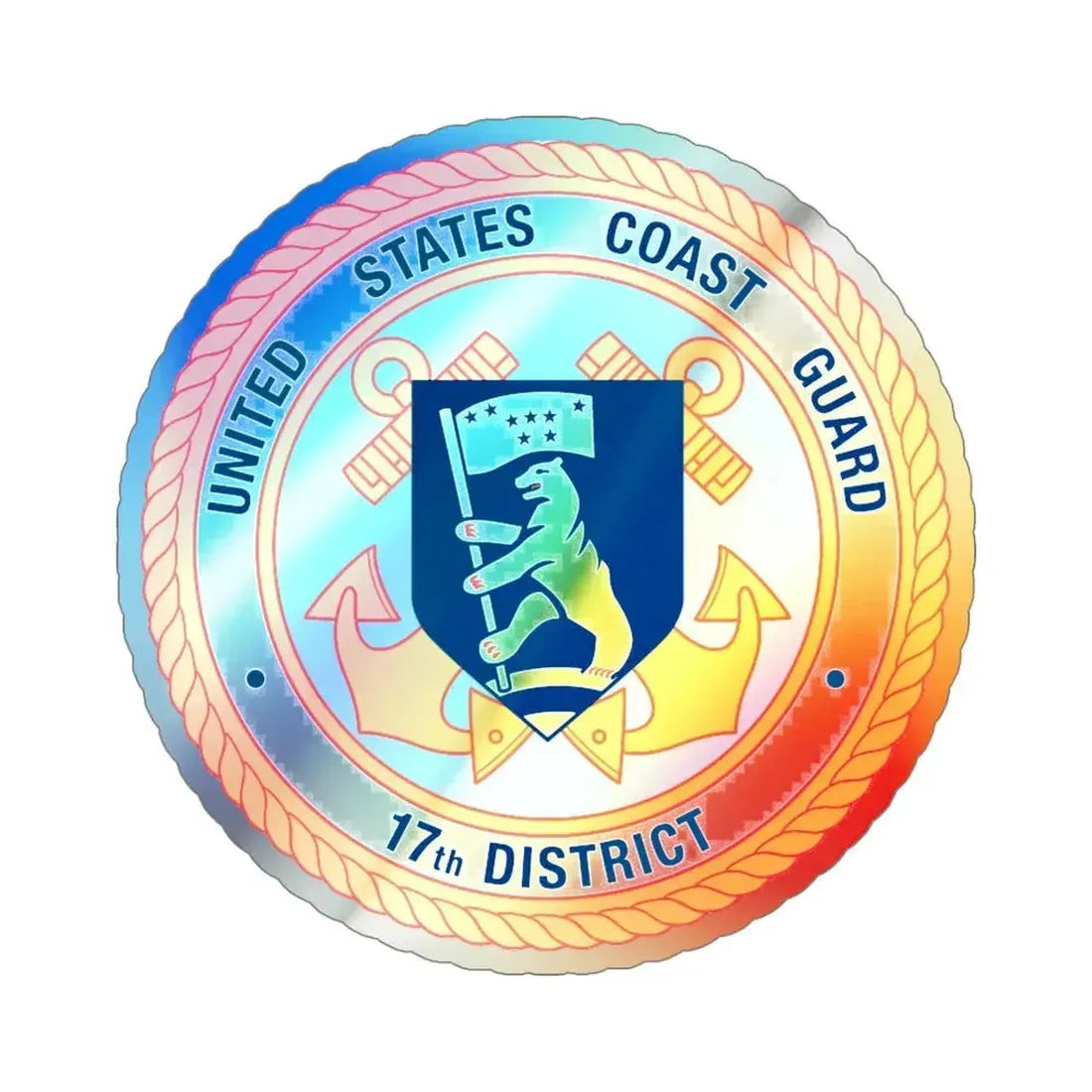 17th CG District (U.S. Coast Guard) Holographic STICKER Die-Cut Vinyl Decal 4 Inch Holographic - The Sticker Space