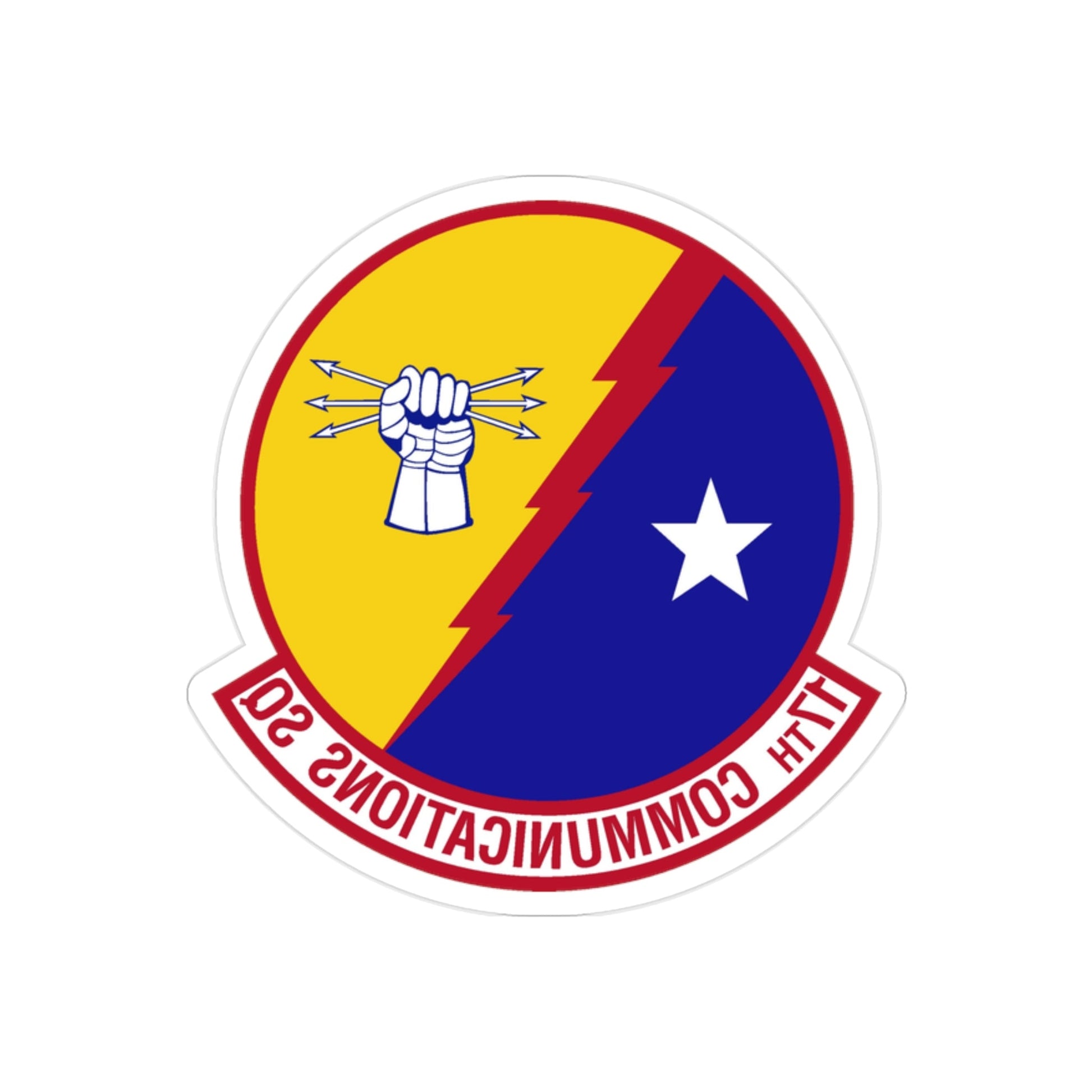 17th Communications Squadron (U.S. Air Force) REVERSE PRINT Transparent STICKER-2" × 2"-The Sticker Space