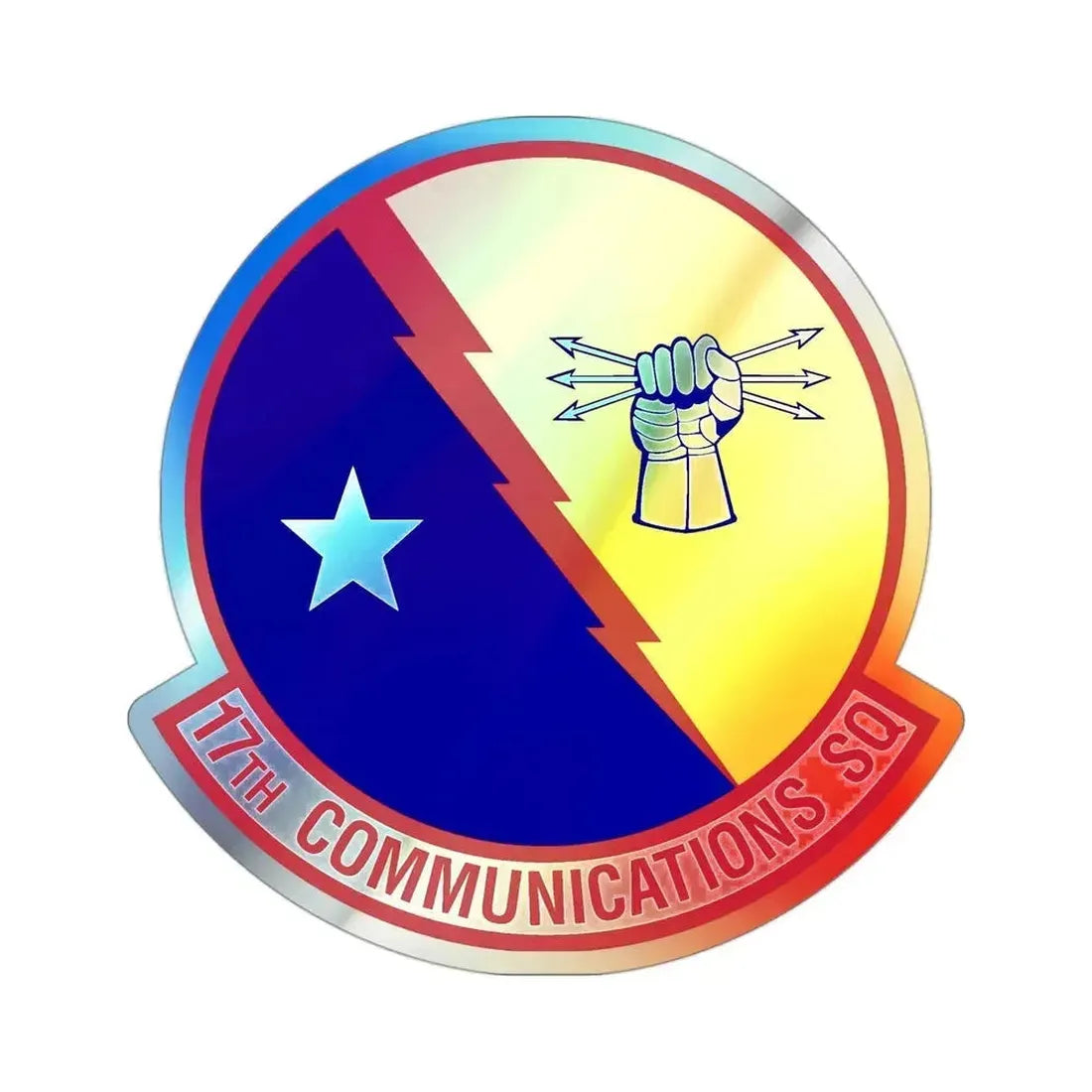 17th Communications Squadron (U.S. Air Force) Holographic STICKER Die-Cut Vinyl Decal 3 Inch Holographic - The Sticker Space