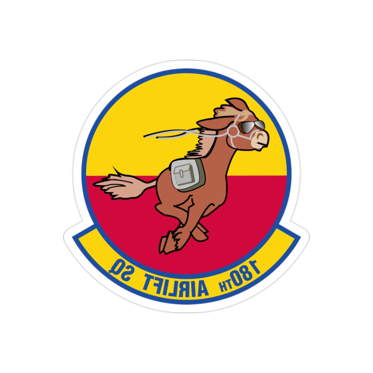 180 Airlift Squadron (U.S. Air Force) REVERSE PRINT Transparent STICKER-2" × 2"-The Sticker Space