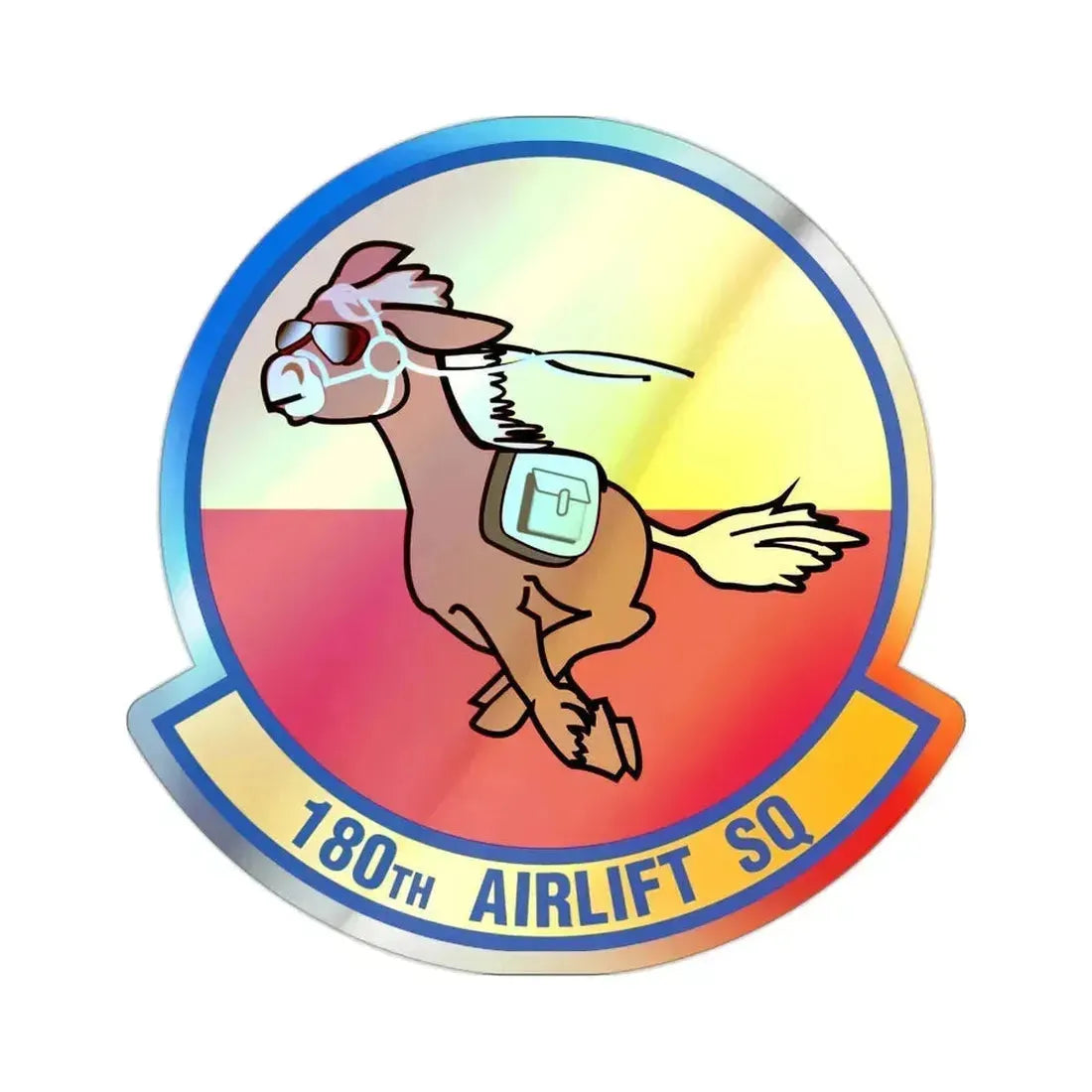 180 Airlift Squadron (U.S. Air Force) Holographic STICKER Die-Cut Vinyl Decal 2 Inch Holographic - The Sticker Space