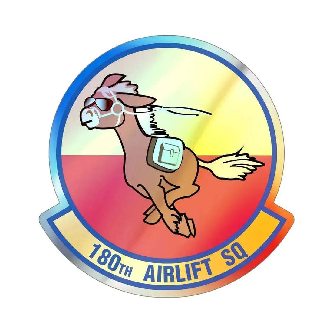 180 Airlift Squadron (U.S. Air Force) Holographic STICKER Die-Cut Vinyl Decal 5 Inch Holographic - The Sticker Space