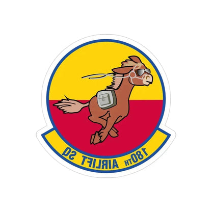 180 Airlift Squadron (U.S. Air Force) REVERSE PRINT Transparent Die-Cut STICKER 3 Inch Die-Cut Transparent - The Sticker Space
