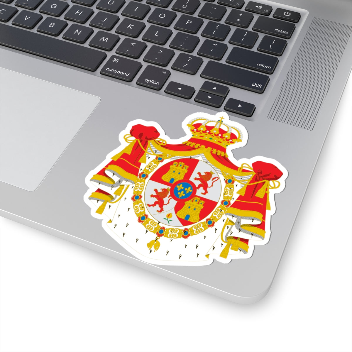 Armas abreviadas del rey de España antes de 1868 manto y toisón (Spain) (Coat of Arms) STICKER Vinyl Kiss-Cut Decal
