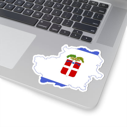 Flag map of the Province of Turin (Italy) STICKER Vinyl Kiss-Cut Decal