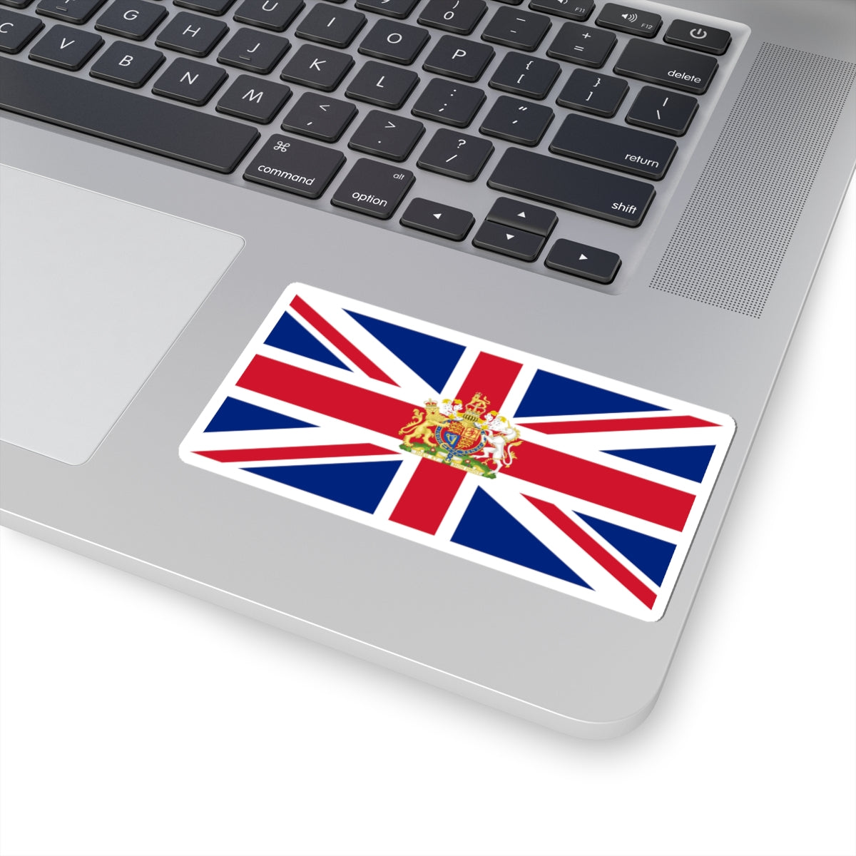 Flag of the United Kingdom defaced with coat of arms (United Kingdom) STICKER Vinyl Kiss-Cut Decal