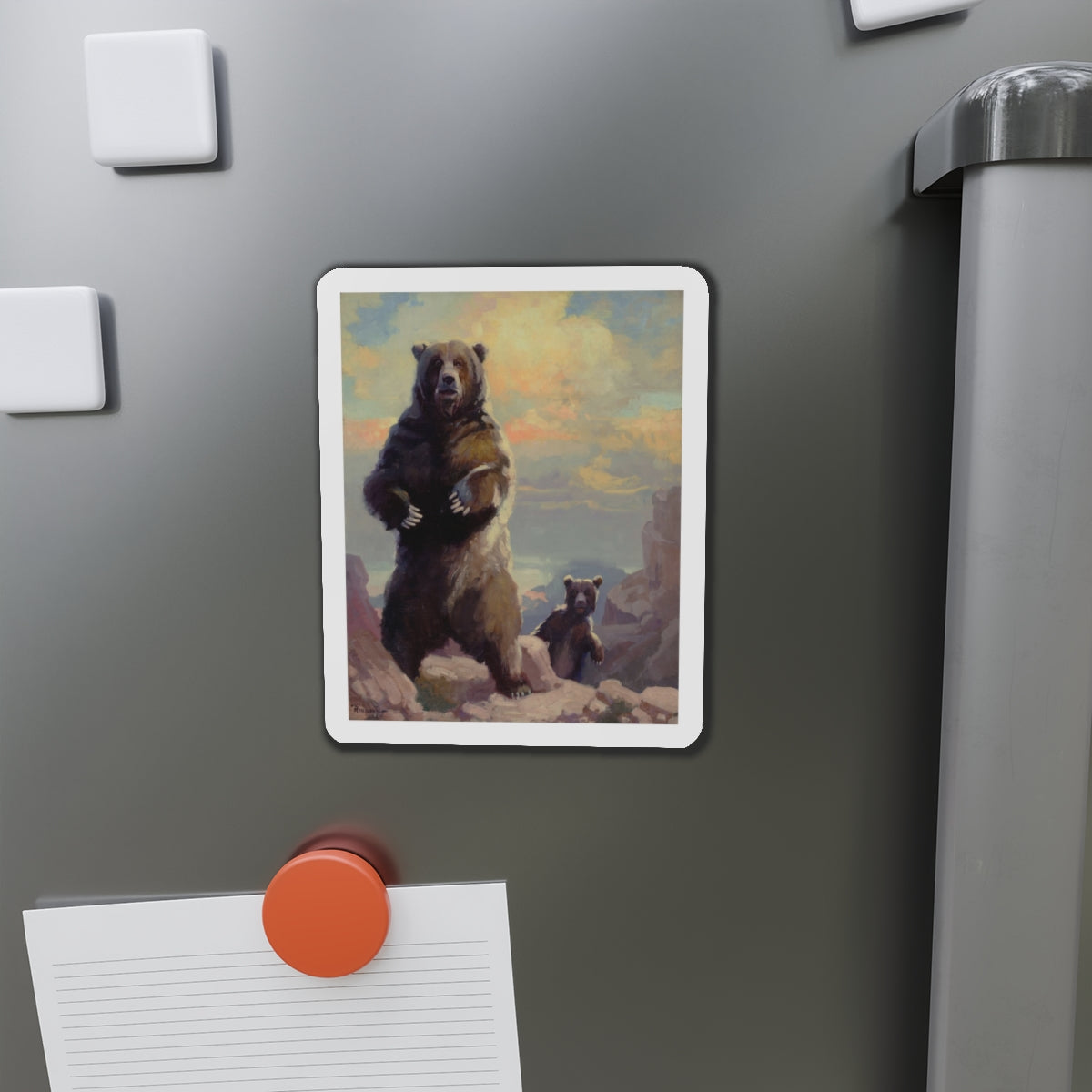 Bears (Magazine Illustration) Refrigerator Magnet-The Sticker Space