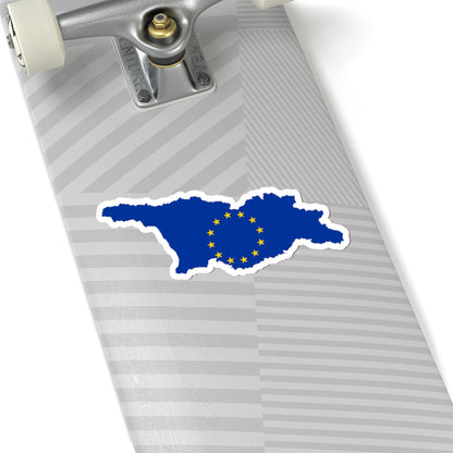 Flag map of Georgia European Union (Georgia) STICKER Vinyl Kiss-Cut Decal