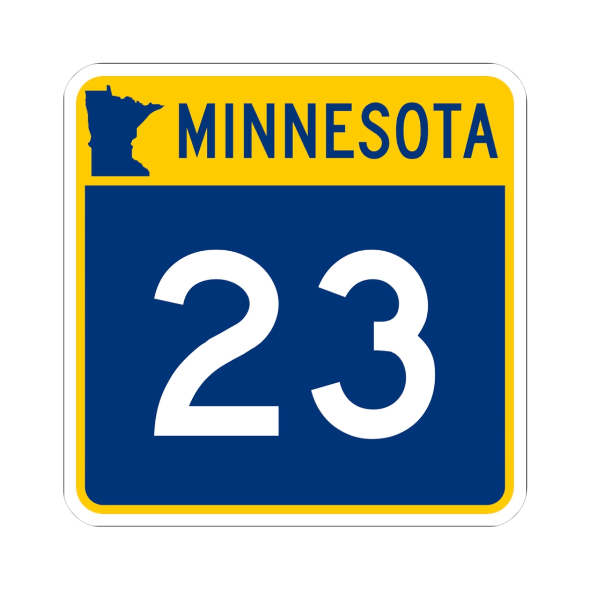 MN-23 (Minnesota) (Road Sign) STICKER Vinyl Kiss-Cut Decal