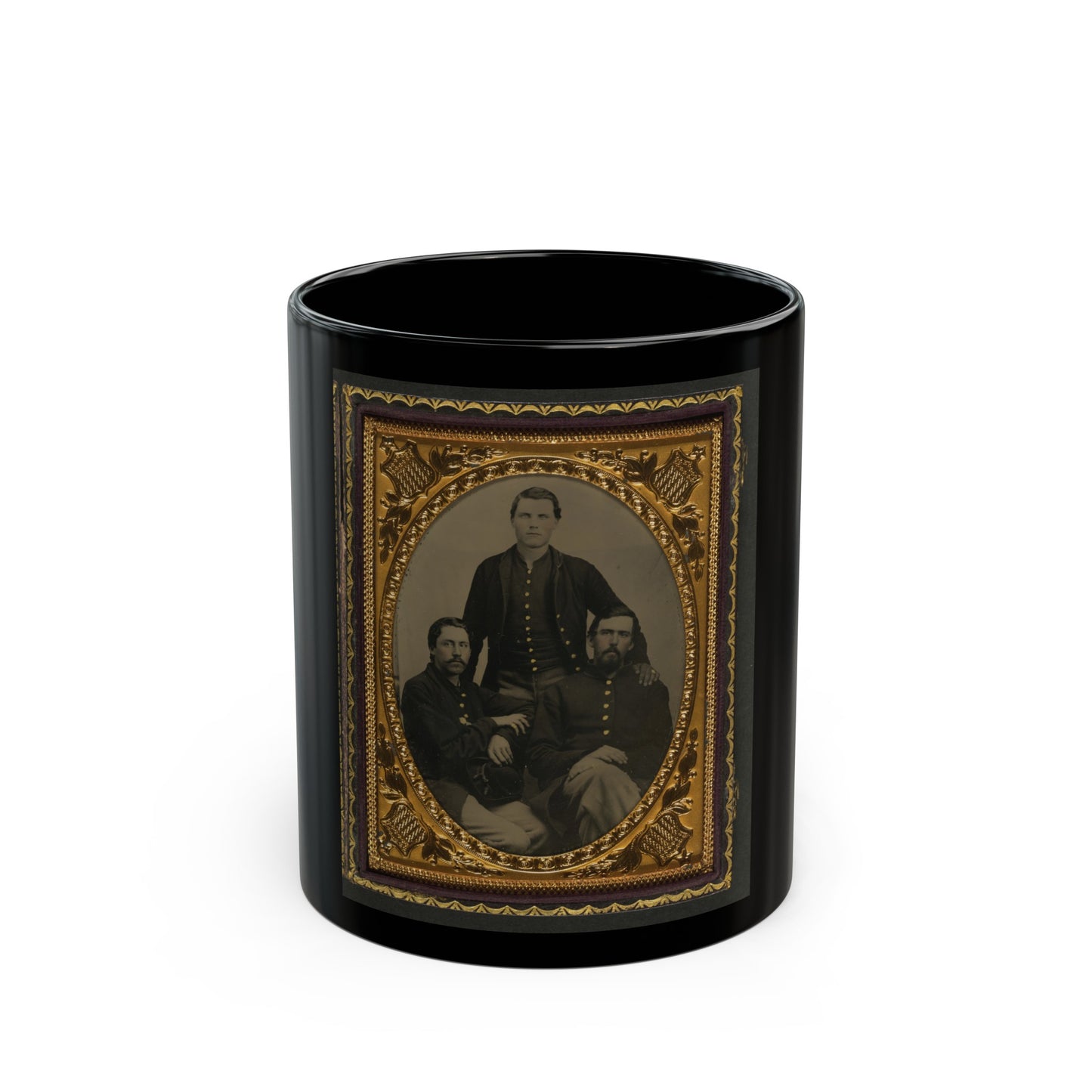 Three Unidentified Soldiers In Union Uniforms (U.S. Civil War) Black Coffee Mug