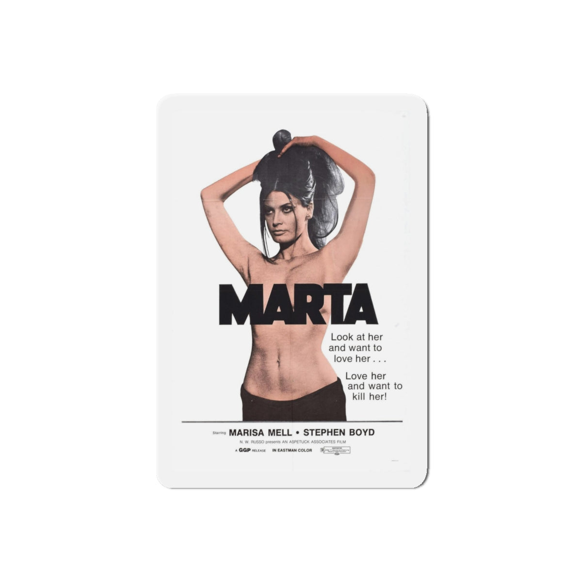 MARTA 1971 Movie Poster - Refrigerator Magnet-5" x 5"-Die-Cut-1 pc-The Sticker Space