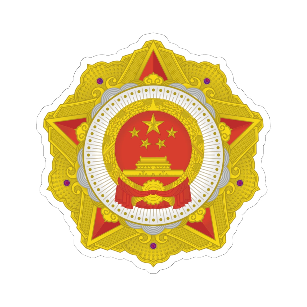 Republic Medal of China badge (China) (Coat of Arms) STICKER Vinyl Kiss-Cut Decal