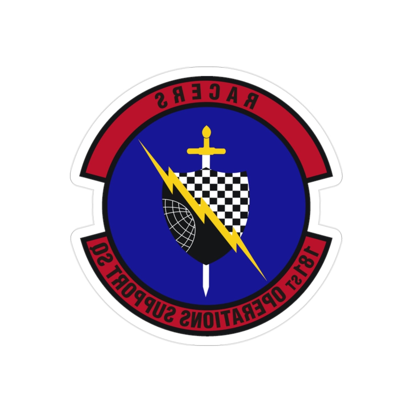 181st Operations Support Squadron (U.S. Air Force) REVERSE PRINT Transparent STICKER-2" × 2"-The Sticker Space