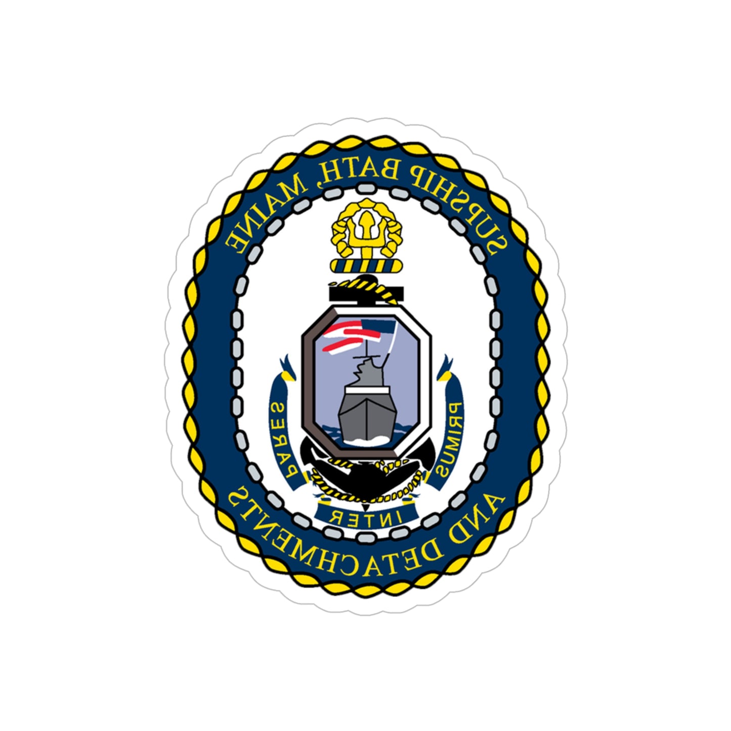 SUPSHIP Bath ME Detach (U.S. Navy) REVERSE PRINT Transparent STICKER