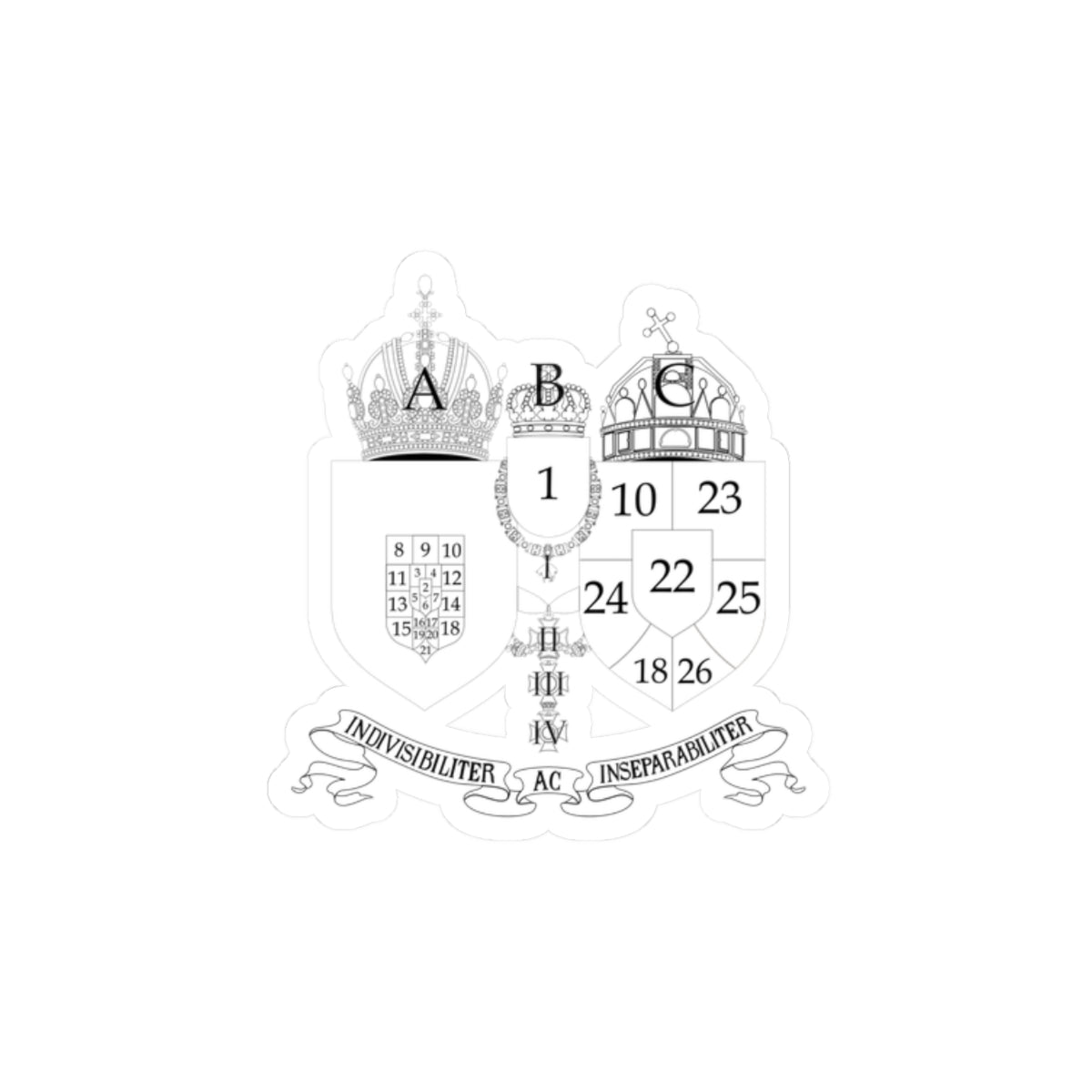 Austro-hungarian coat of arms 1914 with numbers (Austria) (Coat of Arms) STICKER Vinyl Kiss-Cut Decal